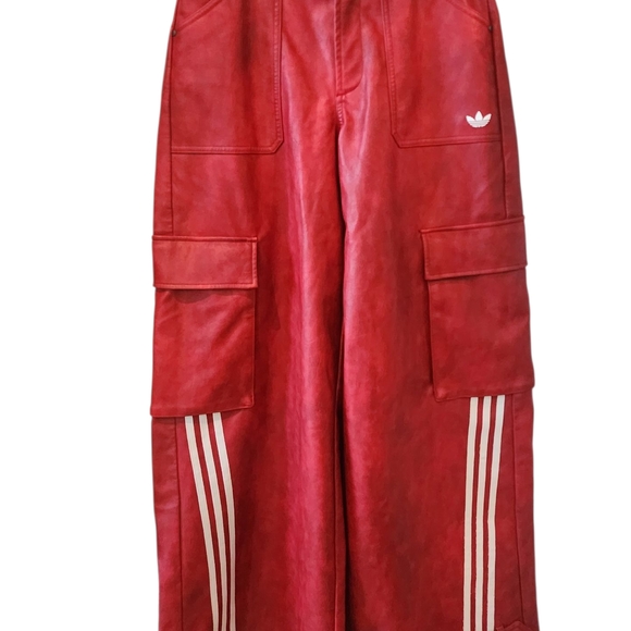 Adidas Red Cargo Pants with Stripes - Picture 4 of 7